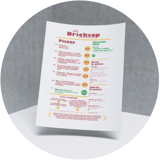 La carte de Bricktop Pizza